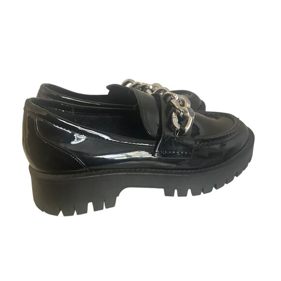 FOREVER 21 Black Patent Leather Platform Loafers Woman Size 8 - Picture 7 of 8